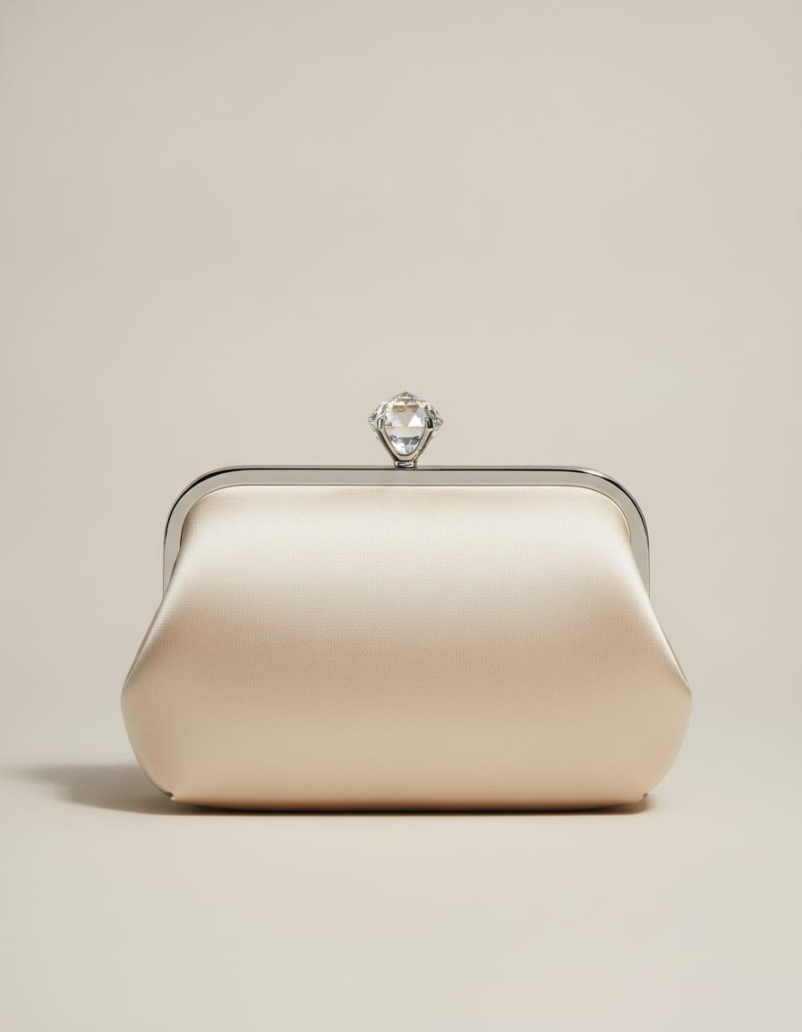 Calla Evening Clutch, front view on a studio backdrop