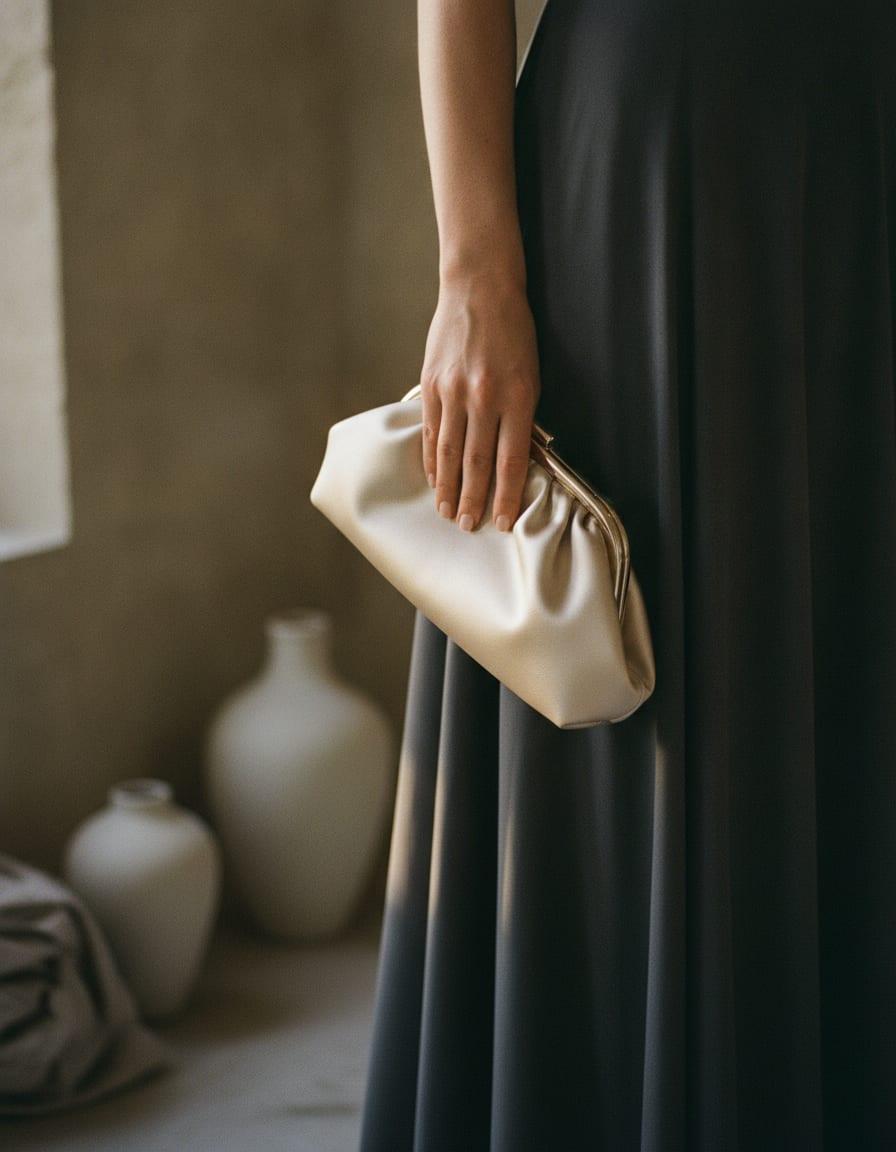 Calla Evening Clutch photographed in use