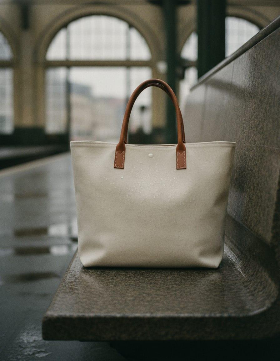 Corso Coated Canvas Tote photographed in use