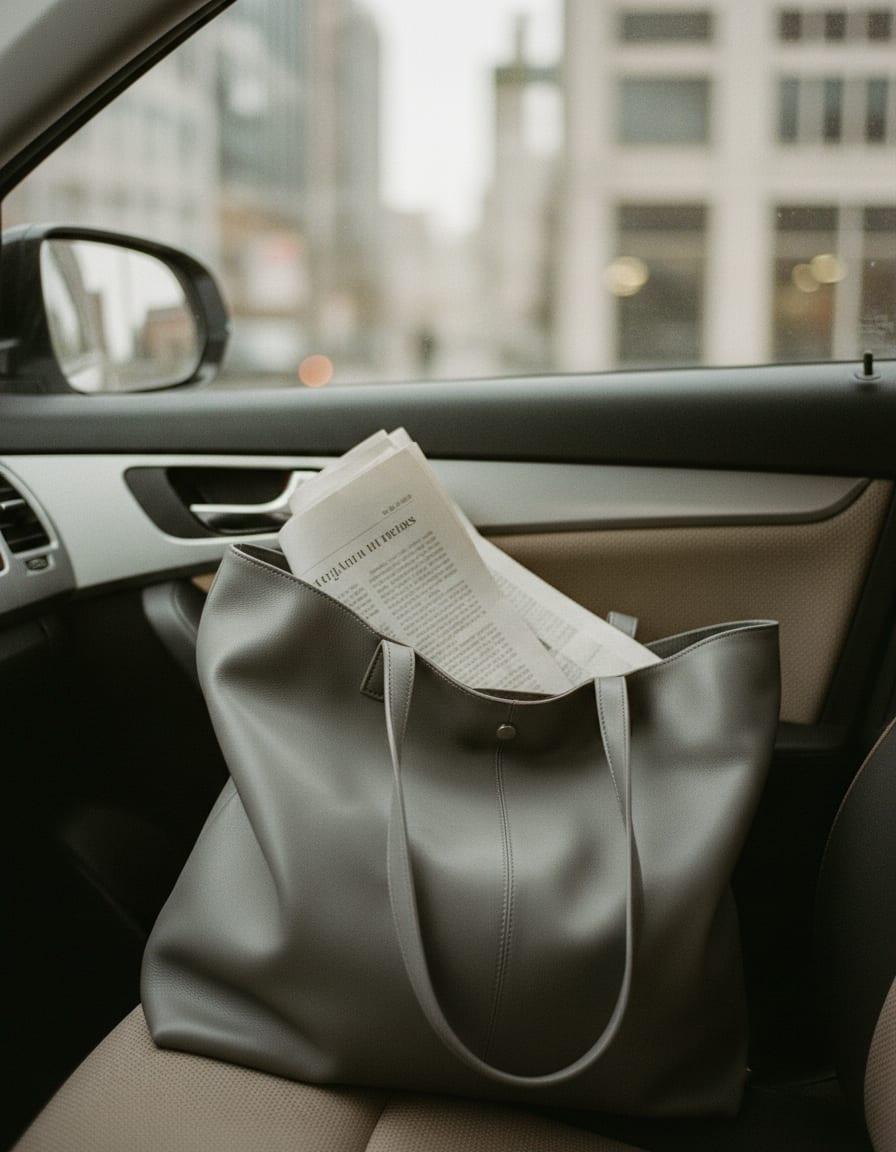 Linden Soft Tote photographed in use