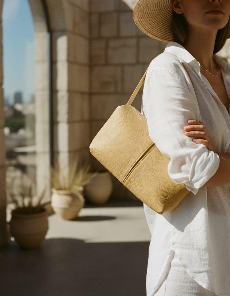 Palma Shoulder Pouch photographed in use
