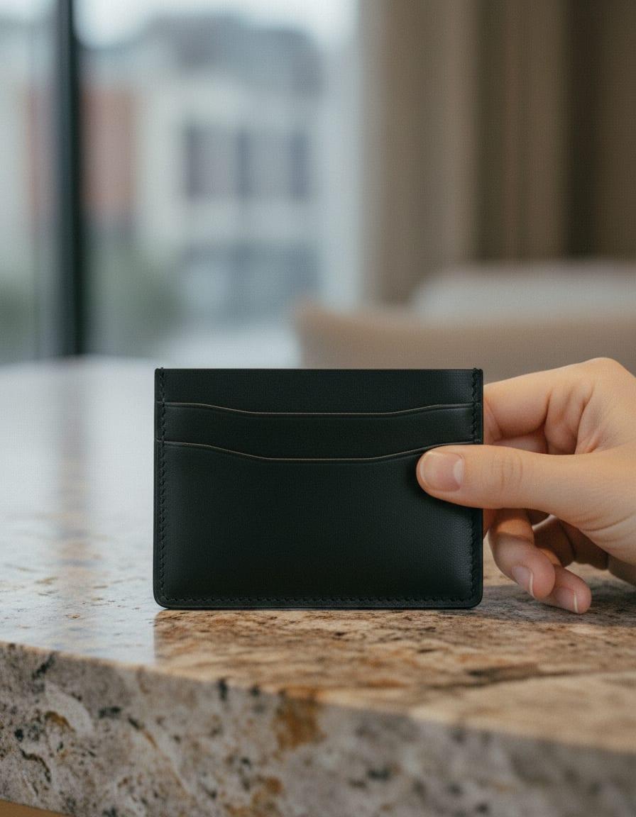 Pica Card Holder photographed in use