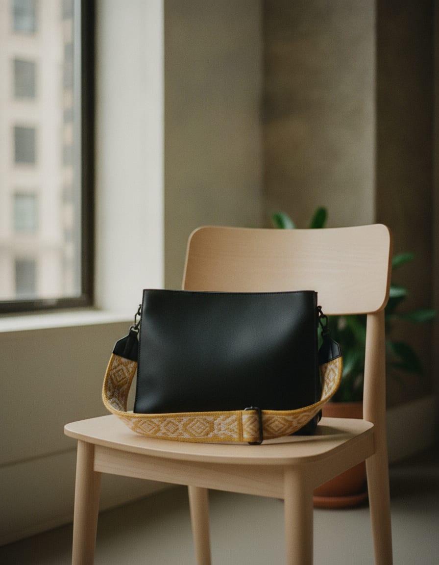 Tallis Woven Bag Strap photographed in use