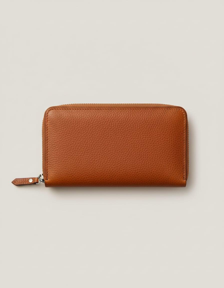Ellis Zip-Around Wallet, front view on a studio backdrop