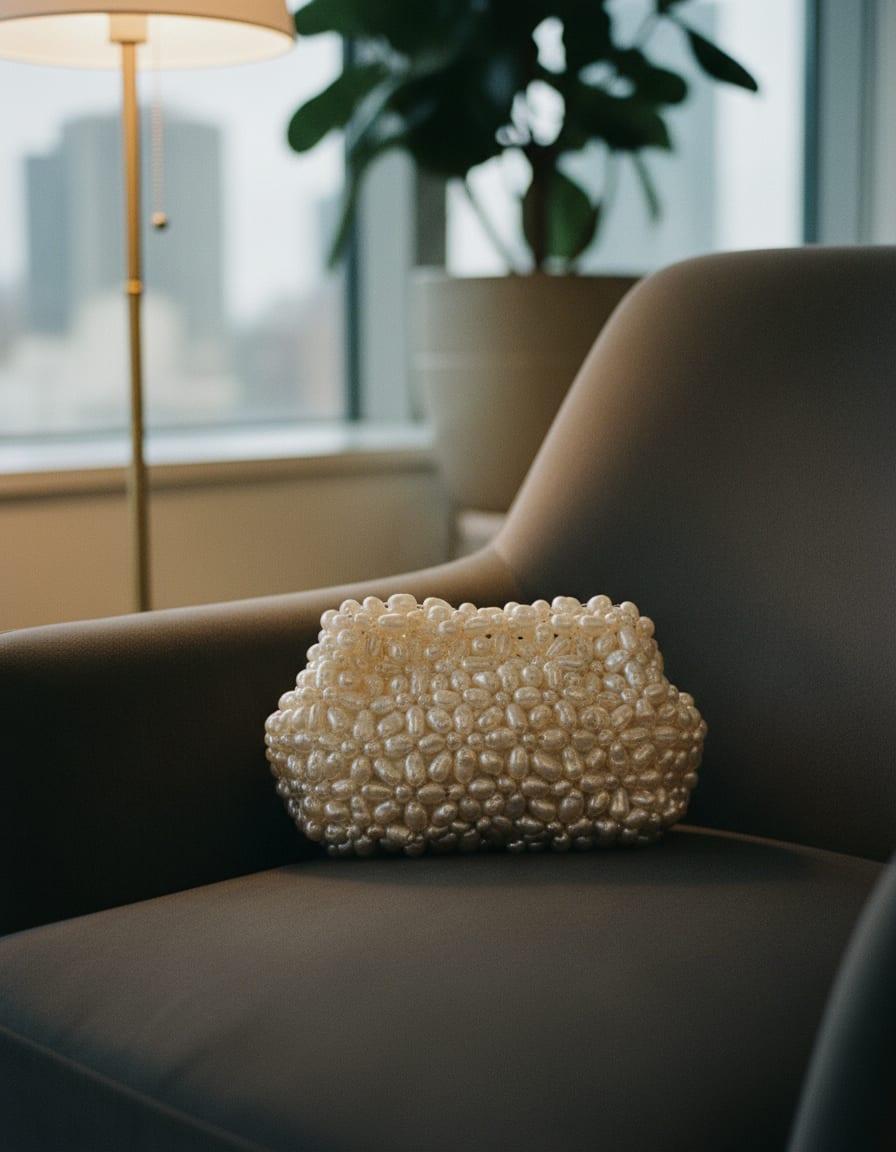 Marisol Beaded Pouch photographed in use